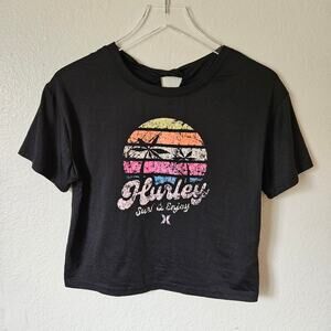 Hurley Swim Suit Top Shirt Large Black